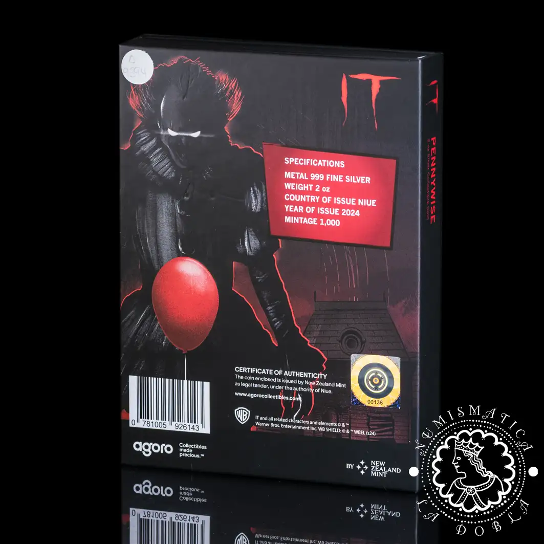 2024 - 2 Oz Plata PROOF - Warner Bros - Película IT - PENNYWISE - Niue - Agoro