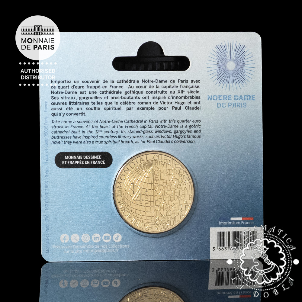 2025 - 1/4 EURO SC - Unesco Notre Dame de Paris Cathedral - FRANCIA