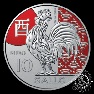 2025 - 10 EURO SC - Calendario Lunar Chino - Gallo - SAN MARINO