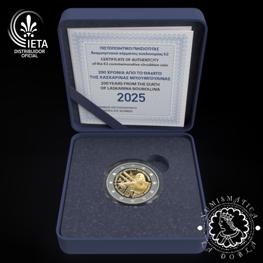 2025 - Cartera Oficial 2 Euro - Estuche PROOF - GRECIA (Laskarina Bouboulina)