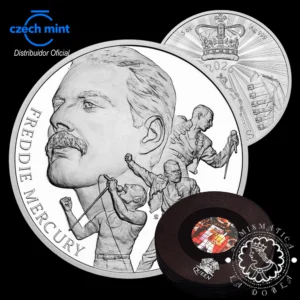 2026 - 10 DOLLARS Plata PROOF - 5 Oz - Queen - Freddie Mercury - NIUE (Czech Mint)